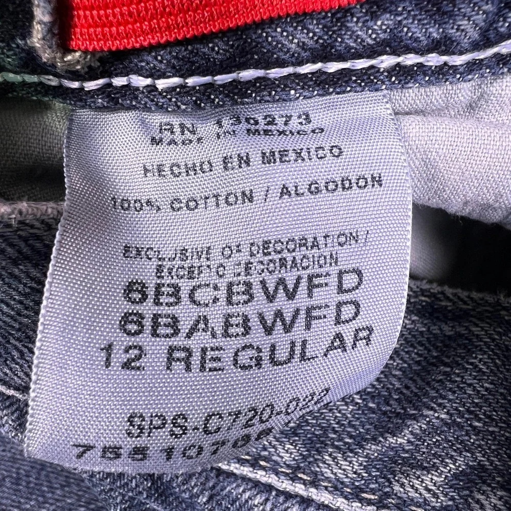 Wrangler Regular Fit Mid Rise Straight Leg Jeans Kids 12 Blue Cotton 6BABWFD